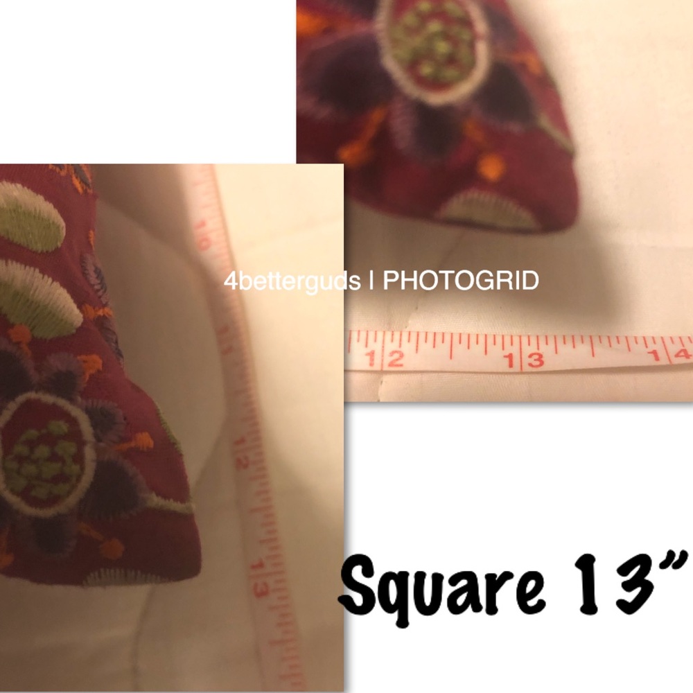 Embroidered Raspberry Floral Set 4 - Euros & Throw - Picture 10 of 14
